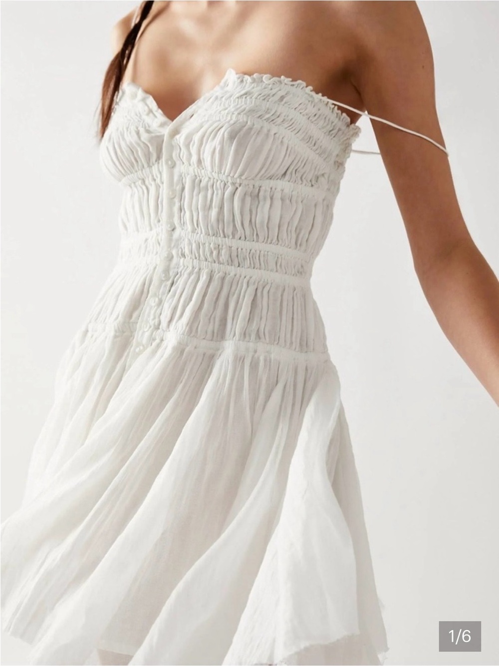 Free People One Lusane White Smocked White Slip Dress